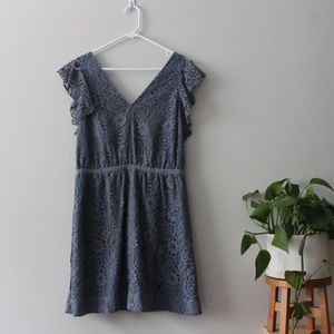 Madewell Blue Lace Flutter Sleeve Dress 10